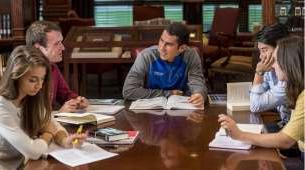 Hillsdale students study in the library